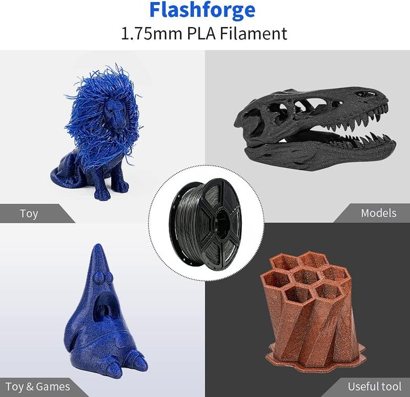 FLASHFORGE PLA Filament 1.75mm Galaxy Matte Black, 3D Printer Filament with Silver Glitter 1kg (2.2lbs) Spool, Dimensional Accuracy +/- 0.02mm, Shimmering 3D Printing Filament for Unique Finish - Image 4